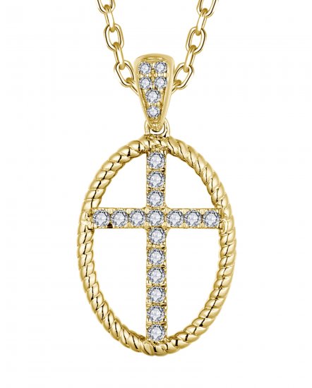 OVAL STYLE CROSS DIAMOND PENDANT (TP3805)